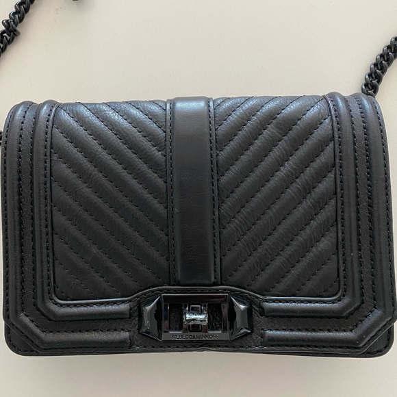 Rebecca Minkoff Love Small Chevron-Quilted Crossbody Bag, used fair condition - Picture 4 of 9